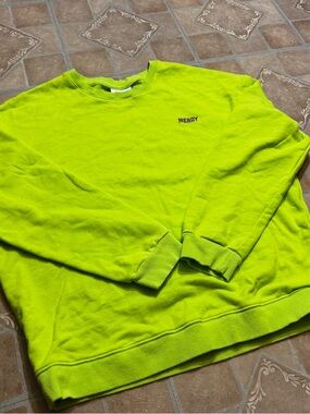 NERDY Korean Streetwear Neon Green Oversized Sweatshirt - Large